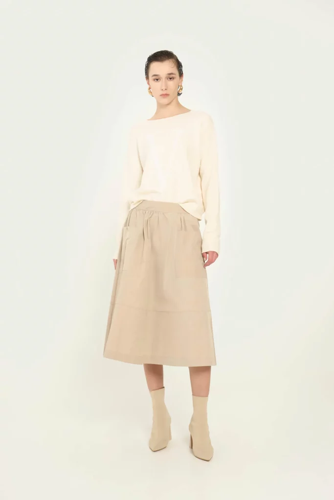 Gonna midi svasata beige Giada